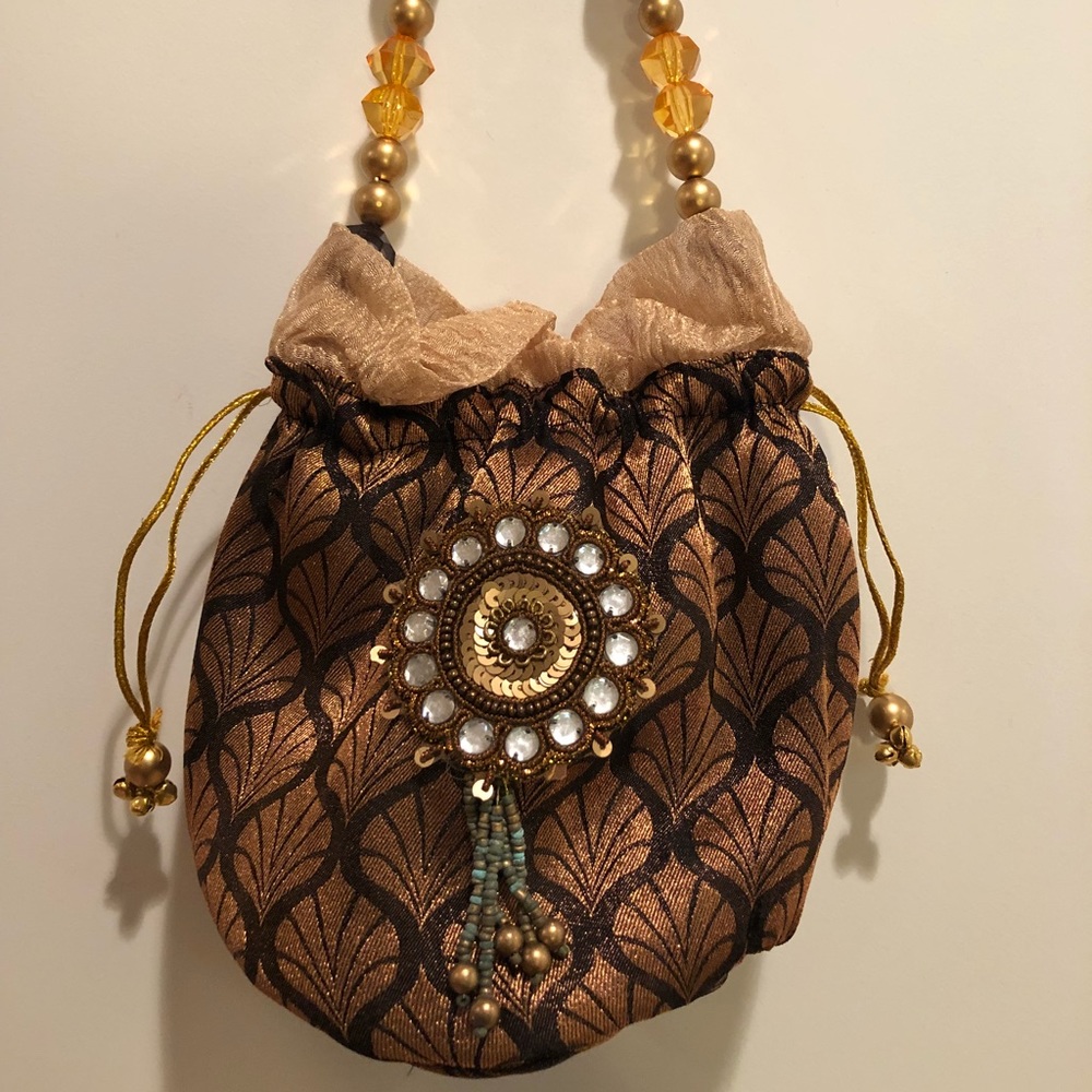 Copper/gold drawstring Indian style purse
